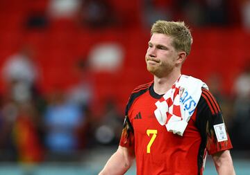 Belgium's Kevin De Bruyne looks dejected as Belgium are eliminated from the World Cup.