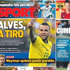 Messi y Alves, en las portadas de Barcelona