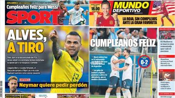 Messi y Alves, en las portadas de Barcelona
