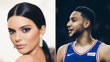 Im&aacute;genes de la modelo Kendall Jenner posando y del jugador de la NBA Ben Simmons durante un partido con los Philadelphia 76ers.