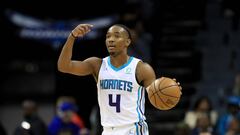 CHARLOTTE, NORTH CAROLINA - OCTOBER 16: Devonte&#039; Graham #4 of the Charlotte Hornets brings the ball up the court against the Detroit Pistons during their game at Spectrum Center on October 16, 2019 in Charlotte, North Carolina. NOTE TO USER: User expressly acknowledges and agrees that, by downloading and or using this photograph, User is consenting to the terms and conditions of the Getty Images License Agreement.   Streeter Lecka/Getty Images/AFP
 == FOR NEWSPAPERS, INTERNET, TELCOS &amp; TELEVISION USE ONLY ==