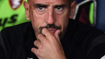 (FILES) Salernitana French forward Franck Ribery sits on the bench prior to the start of the Italian Serie A football match between Lazio and Salernitana at the Olympic stadium in Rome on October 30, 2022. French ex international football player Franck Ribery, cited in an Epstein document, denounced "false information" and will file a complaint, according to his lawyers, on February 10, 2026. (Photo by Filippo MONTEFORTE / AFP)