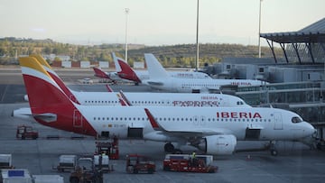 FILE PHOTO: An Iberia Express aircraft is seen on the tarmac of Adolfo Suarez Madrid-Barajas Airport, in Madrid, Spain, August 27, 2022. REUTERS/Isabel Infantes/File Photo