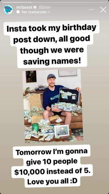 MrBeast eleva la cifra de su sorteo: ?Qu probabilidad hay de ganar los $10k?
