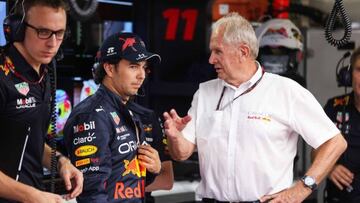 Helmut Marko, asesor de la escudería Red Bull Racing y Sergio Pérez.