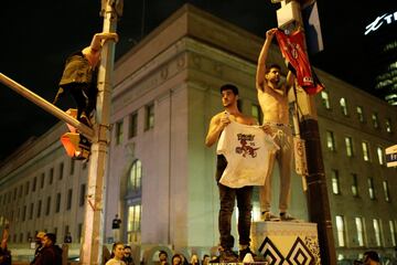 Fans celebrate after the Toronto Raptors defeated the Golden State Warriors in Oakland, California in Game Six of the best-of-seven NBA Finals, in Toronto, Ontario, Canada, June 14, 2019.   