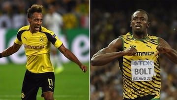 Steady Auba... Dortmund striker challenges Usain Bolt to a race