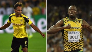 Aubameyang reta a Usain Bolt a una carrera de 30 metros