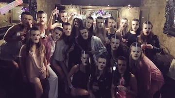 On the hen-do for Becky Nicholson, all the guests wore Jamie Vardy masks.