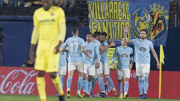 Los jugadores del Celta celebran uno de los tres goles marcados el a&ntilde;o pasado en La Cer&aacute;mica.