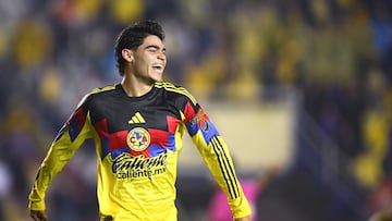 Dagoberto Espinoza celebrates his goal 1-0 of America during the 4th round match between America and Queretaro as part of the Liga BBVA MX, Torneo Apertura 2025 at Ciudad de Los Deportes Stadium, on August 09, 2025 in Mexico City, Mexico.