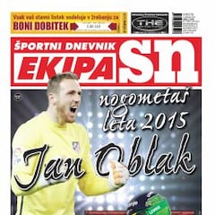 Jan Oblak, nombrado 'Futbolista del Año 2015' en Eslovenia