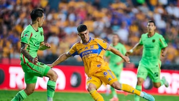 during the 2nd round match between Tigres UANL and FC Juarez as part of the Liga BBVA MX, Torneo Apertura 2025 at Universitario Stadium, on July 19, 2025 in Monterre, Nuevo Leon, Mexico.