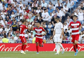 Real Madrid 3-1 Granada | Error de Areola que provoca penalti y que Machís se encargó en transformarlo. 