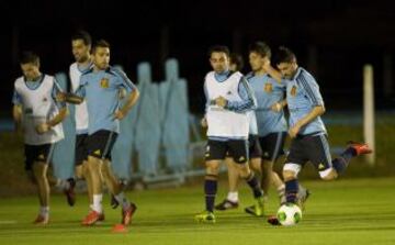 Jordi Alba, XAvi Hernández y Villa.