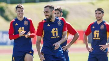 Morata, Asensio, Soler y Borja Iglesias durante un entrenamiento de la Selección.