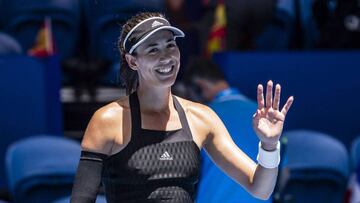Garbiñe Muguruza, feliz durante la Copa Hopman.