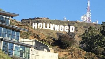 Un bromista cambia el famoso letrero de Hollywood. Foto: Twitter