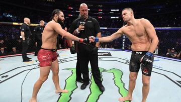 Jorge Masvidal y Nate Díaz durante el UFC 244.