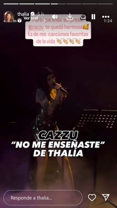 Thalía reacciona a la interpretación de Cazzu de ‘No me enseñas’
