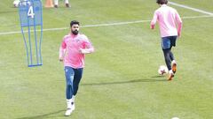 Diego Costa, en la &uacute;ltima sesi&oacute;n del Atl&eacute;tico antes de medirse al Sporting en UEFA.
 
 
 