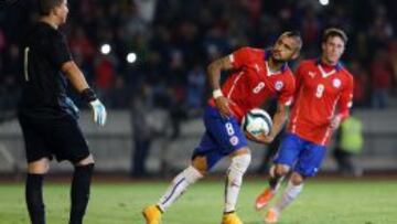 Una postal de Arturo Vidal tras lograr el empate ante Bolivia en Coquimbo.