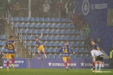 El extremo guipuzcoano definió como hacía en el filial de la Real Sociedad. Un tanto que permite al equipo andorrano quedarse a cuatro puntos de la permanencia.