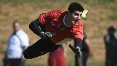 Courtois en un entrenamiento de la selecci&oacute;n de B&eacute;lgica.
 