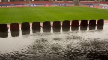 Así quedó el estadio La Portada tras las lluvias del fin de semana.