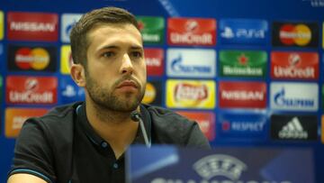 Jordi Alba, durante una rueda de prensa previa a un partido de Champions League.