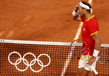 Rafa Nadal se despide de los Juegos Olímpicos tras caer en el dobles con Carlos Alcaraz frente a Rajeev Ram y Austin Krajicek.