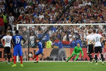 Griezmann sends Manuel Neuer the wrong way from the spot.