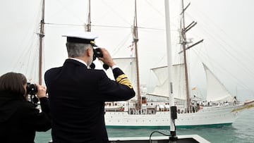 El Rey Felipe VI y La Reina Letizia durante la despedida del Buque Escuela “Juan Sebastián de Elcano” a 11 de Enero de 2025 en Cádiz (España).
REY FELIPE;REINA LETIZIA;PRINCESA LEONOR;BUQUE ESCUELA;ELCANO;FAMOSOS;CASA REAL;
Casa de S.M. el Rey
11/01/2025
