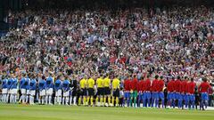 Formaciones del Atl&eacute;tico de Madrid-Leicester, &uacute;ltimo rival ingl&eacute;s en jugar en &#039;casa rojiblanca&#039;, de la ida de cuartos de final de la Champions League 2016-17. 
 