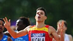 Marc Alcal&aacute;, en el momento de llegar a la meta como triunfador en los 1.500 metros de los Europeos Sub-23 de Tall&iacute;n.