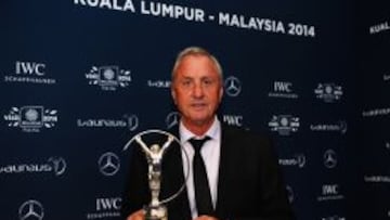 Johan Cruyff acudi&oacute; a los Laureus a entregar al Bayern de M&uacute;nich el premio al Mejor Equipo de 2013.