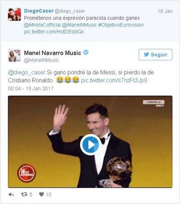 Manel Navarro se burla de Cristiano Ronaldo en un tuit. Foto: Twitter