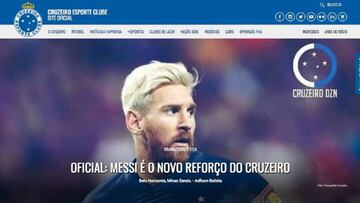 La página del club mineiro publicó durante algunos minutos la llegada del delantero argentino como refuerzo y añadía declaraciones del jugador.