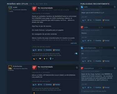 Battlefield 2042 se estrella en Steam con un bombardeo de críticas negativas