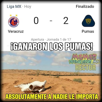 Los memes de Pumas, Veracruz, Atlas y Querétaro de la jornada 1