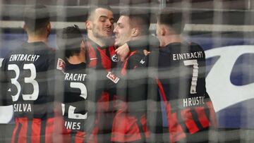 Luka Jovic celebra un gol con el Eintracht.