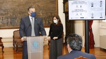 Deportivo de La Coru&ntilde;a. Presentaci&oacute;n Trofeo Teresa Herrera.  Fernando Vidal, In&eacute;s Rey, M&oacute;nica Martinez