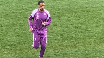 Lucas Oliveira en su primer entrenamiento con el Real Valladolid.
