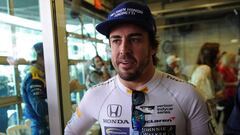 May 28, 2017; Indianapolis, IN, USA; Fernando Alonso before the 101st Running of the Indianapolis 500 at Indianapolis Motor Speedway. Mandatory Credit: Thomas J. Russo-USA TODAY Sports