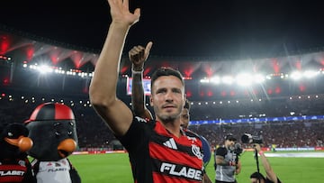 Saúl, en el partido del Flamengo ante el Mineiro que fue su presentación con el equipo de Filipe.