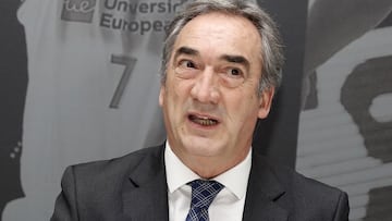 El presidente de la LNFS Javier Lozano, durante una conferencia en la Jornada de Derechos Audiovisuales en el Deporte.