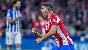 Alegría de Suárez tras su 1-2 a la Real. Haría también el 2-2.