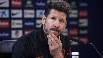 Simeone, en la rueda de prensa del Atlético previa a la visita al Sevilla.