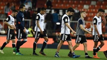 Losjugadores del Valencia, trasel partido.