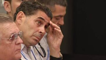 Hierro, desencajado: su cara al anunciar Rubiales la decisi¨®n de destituir a Lopetegui
